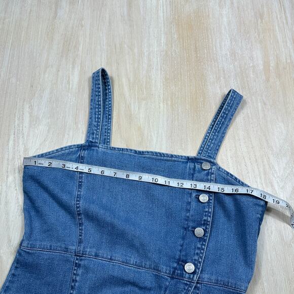 Vero Moda Blue Denim Button Front Sleeveless Bodycon Summer Midi Dress Large - Picture 5 of 12